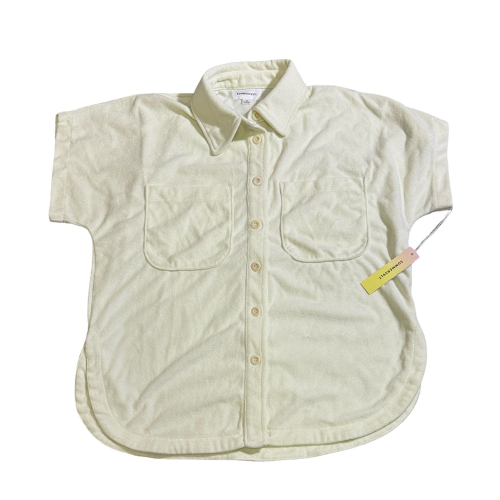 NEW Summersalt womens XS yellow oversized toweling terry cloth button up top NWT